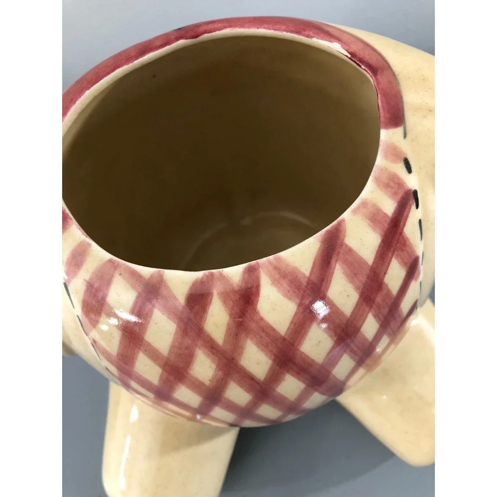 Teddy Bear Cookie Jar Tan Brown‎ Red Sweets Snacks Kitchen